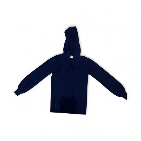 Vintage 1970s Blue Yves Saint Laurent Rive Gauche Hooded Sweater - Picture 6 of 7